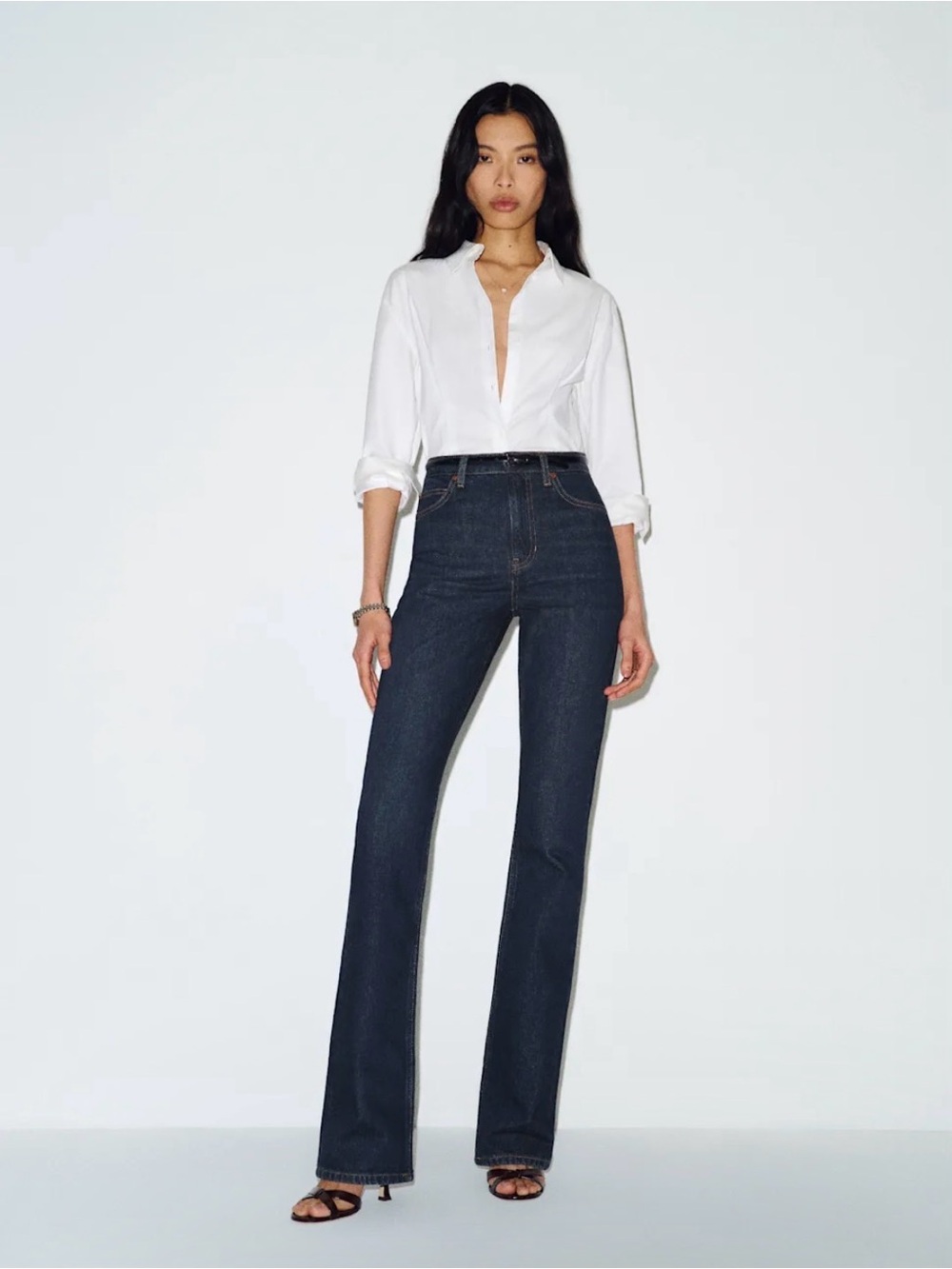 Reformation High-Rise Dark Indigo Straight Leg Jeans